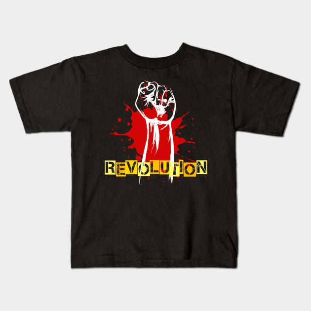 Revolution Raised Fist Kids T-Shirt by VintageArtwork